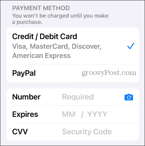 lägg till betalningsmetod Apple-konto
