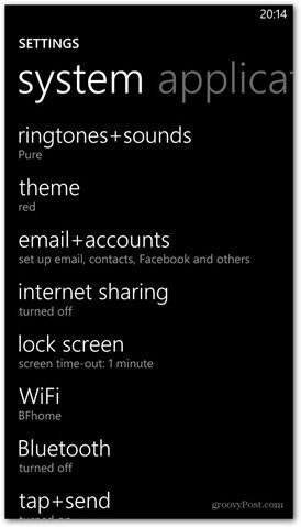 Windows Phone 8 anpassar inställningarna för låsskärmar