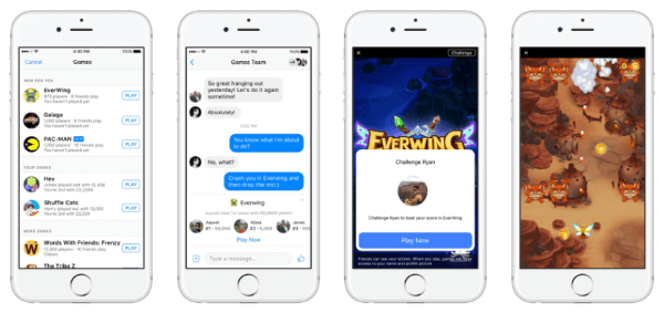 Facebook lanserade Instant Games, en ny HTML5-spelupplevelse på flera plattformar, på Messenger och Facebook News Feed för både mobil och webb.