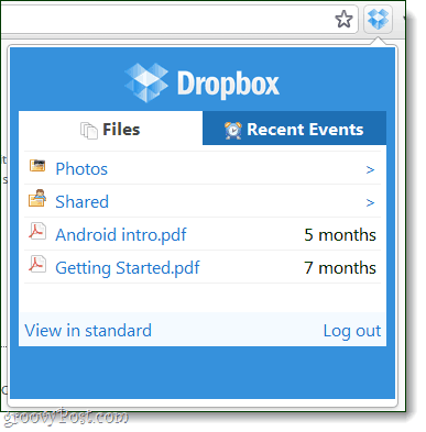 dropbox förlängningsfil webbläsare