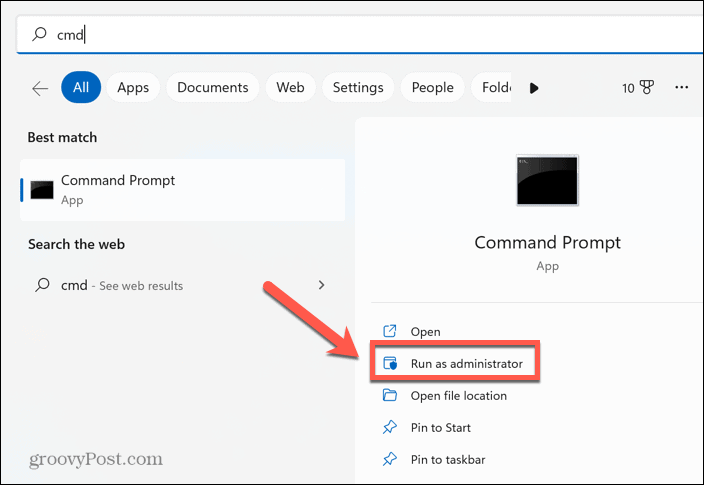 Windows kör kommandotolken som administratör