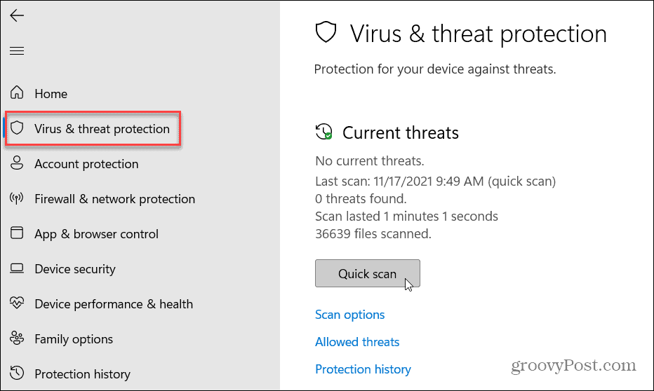 Virus- och hotskydd Windows 11