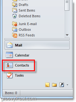Öppna kontaktlistan i Outlook 2010