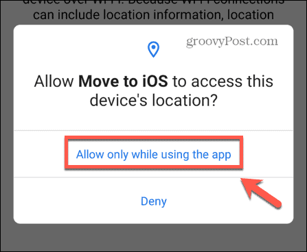 flytta till ios-appen tillåt enhetsplats