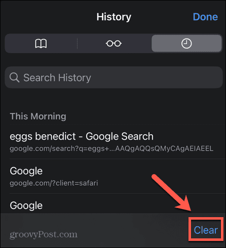 safari clear historia iphone