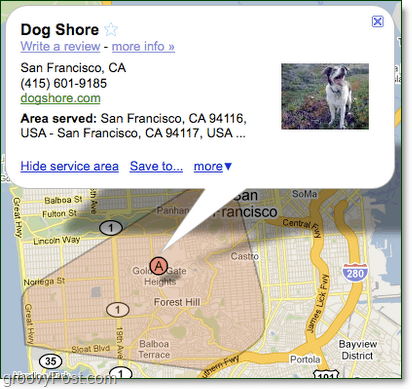 rita upp ditt serviceområde för Google Maps för ditt företag