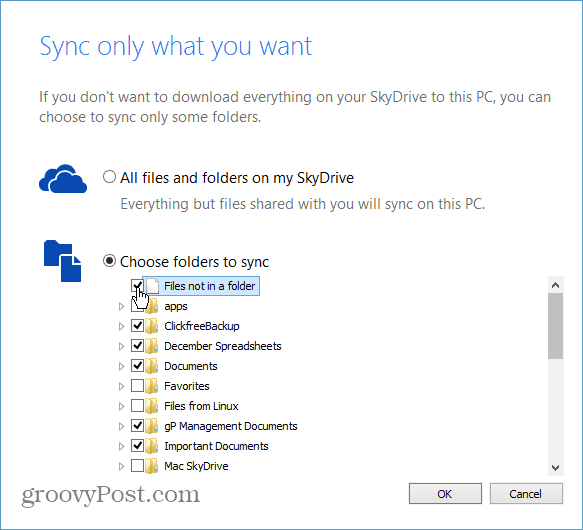 Hur du synkroniserar specifika mappar från SkyDrive till din dator