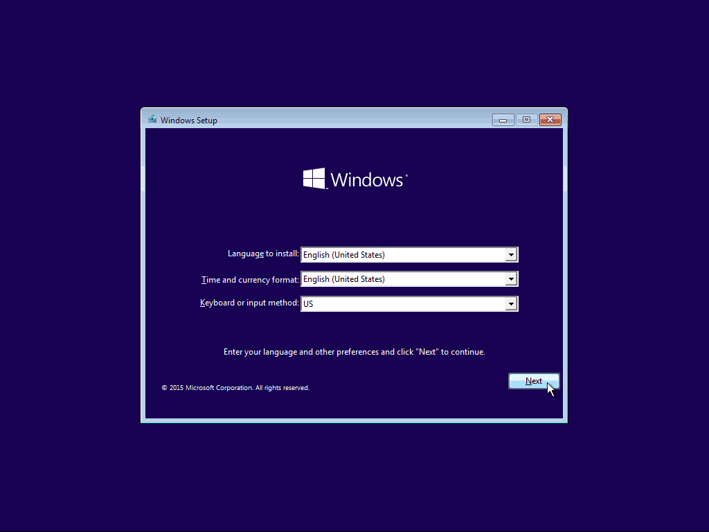 01 Språkinställning Windows 10 Clean Install