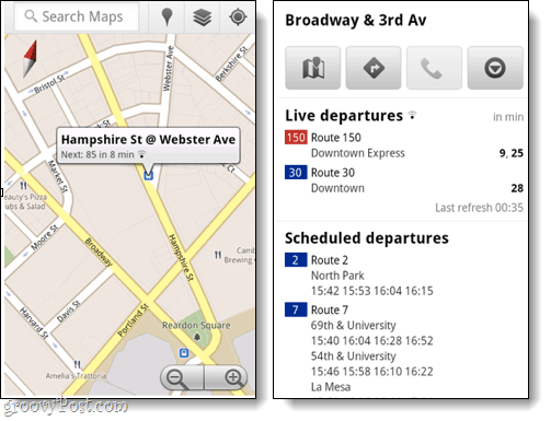 mobil transitering för google maps