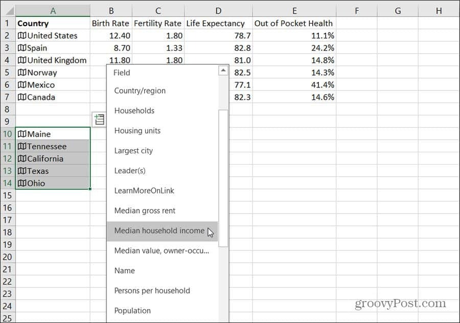 importerar tillståndsdata till Excel