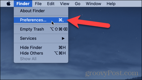 Öppna Finder-inställningar på din Mac