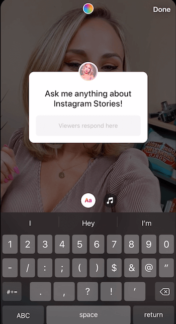 lägg till frågor klistermärke till Instagram-berättelsen