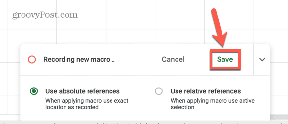 google sheets spara makro