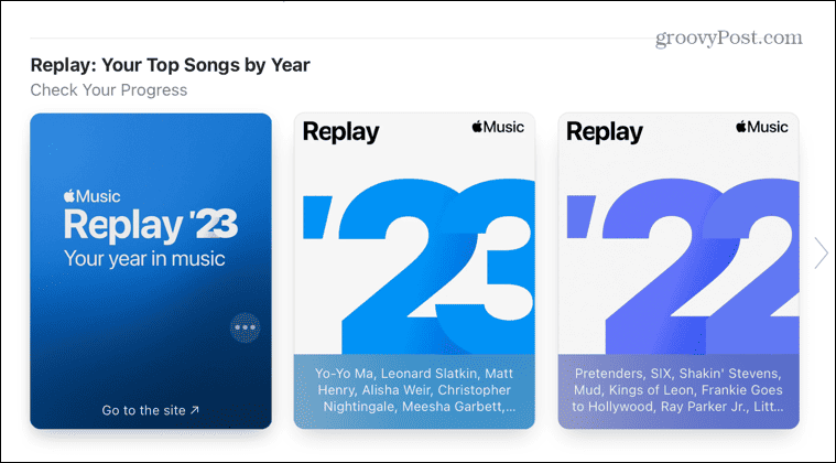 sektion för återuppspelning av Apple Music