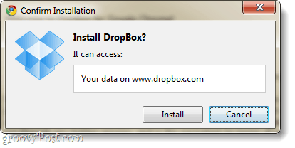 dropbox-förlängningen måste gå till dropbox.com