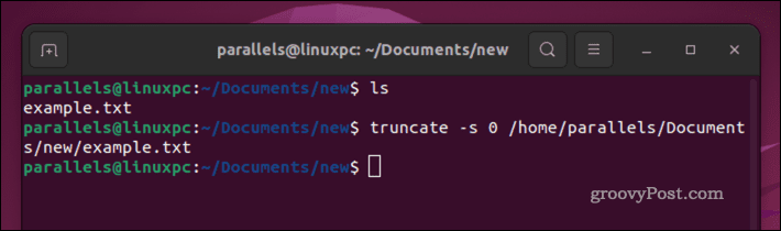 Töm en Linux-fil med kommandot truncate