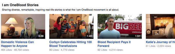 oneblood facebook videor