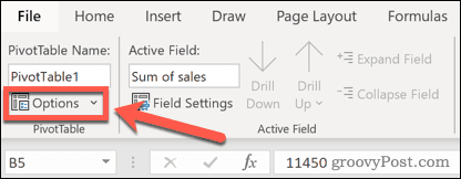 Excel-tabellalternativmeny