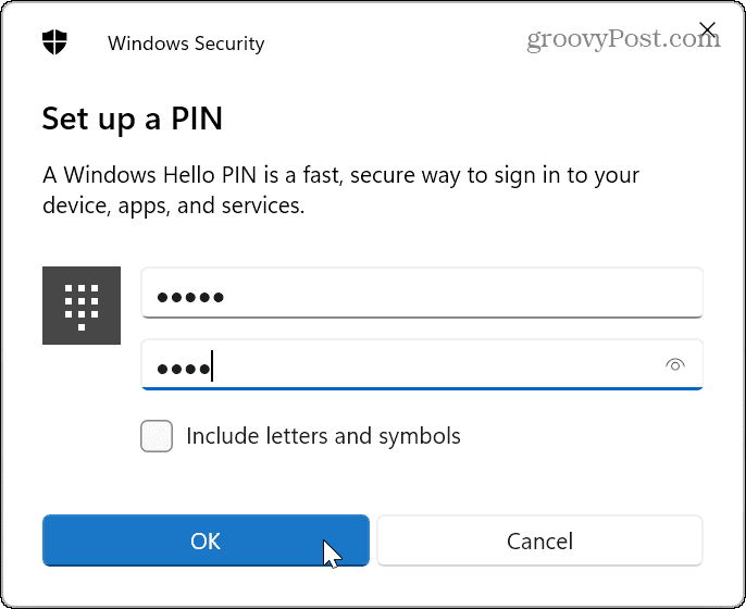 PIN-kod för att logga in på Windows 11