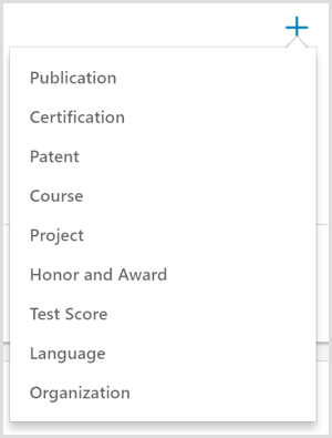 Alternativen för att lägga till en prestation i en LinkedIn-profil