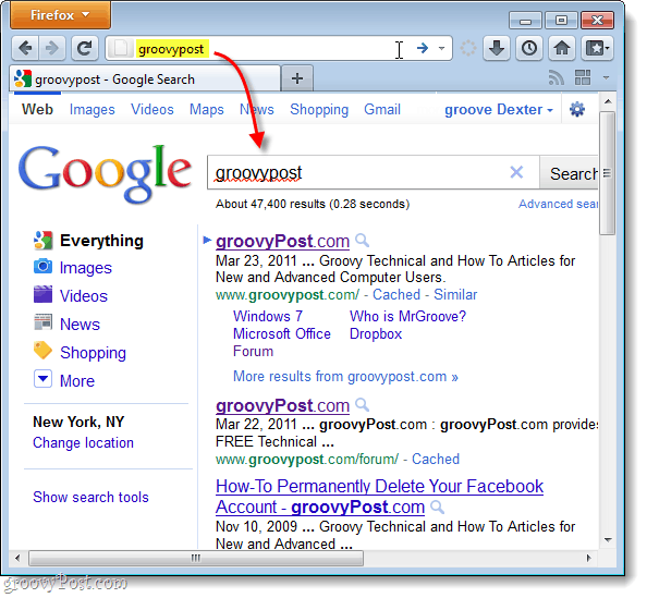 sök på Google som standard i Firefox 4