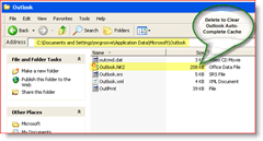 Rensa Outlook Auto Cache - Windows XP