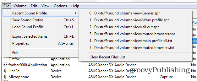 SoundVolumeView huvudlastprofil