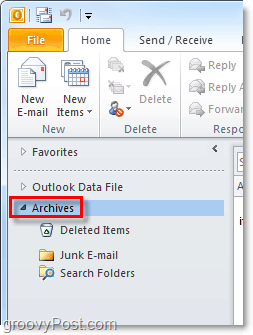 hur man kommer åt arkiverade e-postmeddelanden från Outlook 2010
