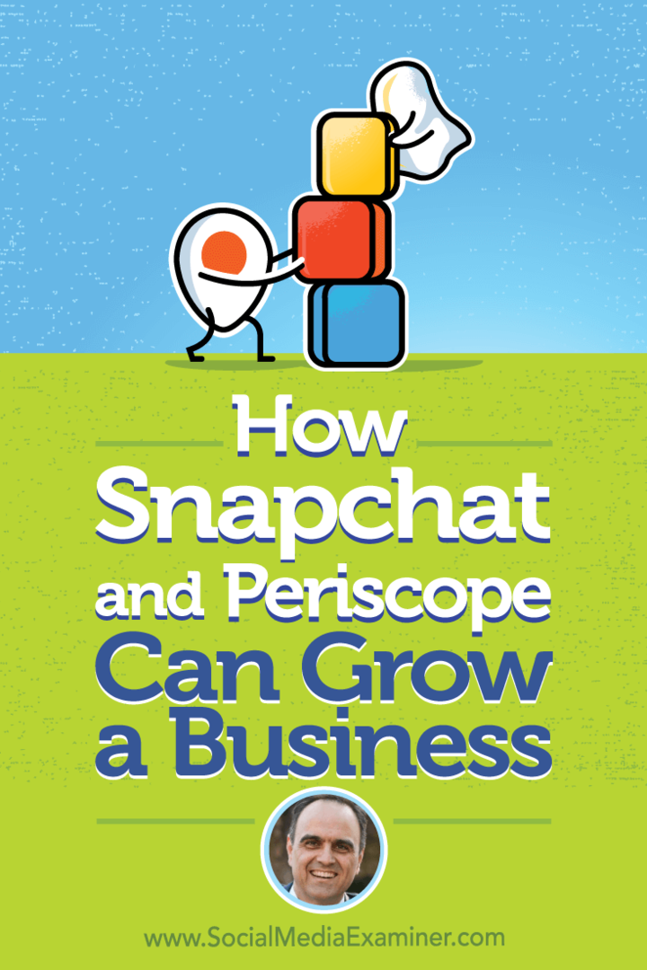 Hur Snapchat och Periscope kan växa ett företag med insikter från John Kapos på Social Media Marketing Podcast.