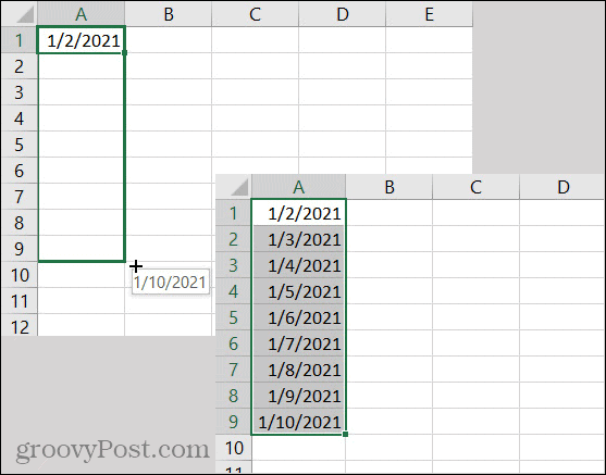 Excel AutoFill-datum