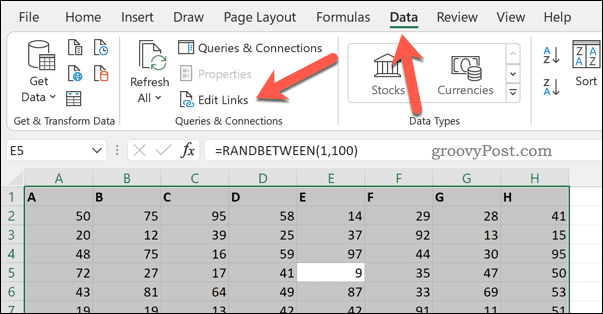 Redigera länkar i Excel