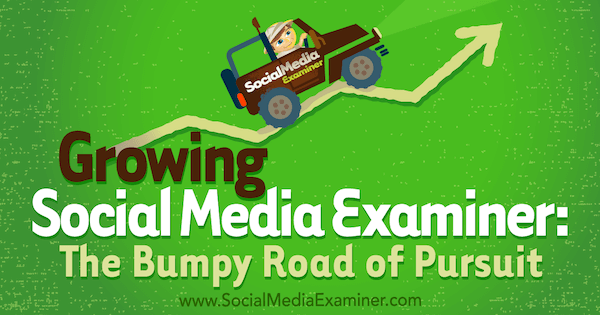 Growing Social Media Examiner: The Bumpy Road of Pursuit med insikter från Michael Stelner med intervju av Mark Mason på Social Media Marketing Podcast.