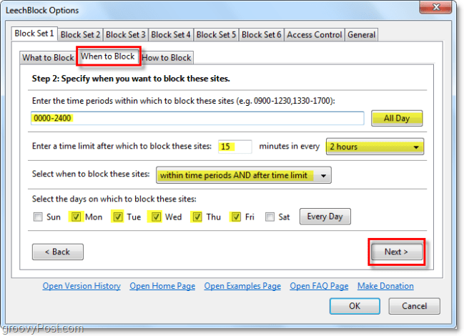 konfigurera när leechblock blockeras