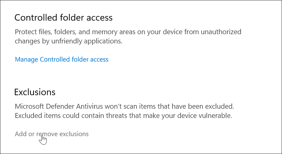 undantag använder Windows-säkerhet på Windows 11 för optimalt skydd