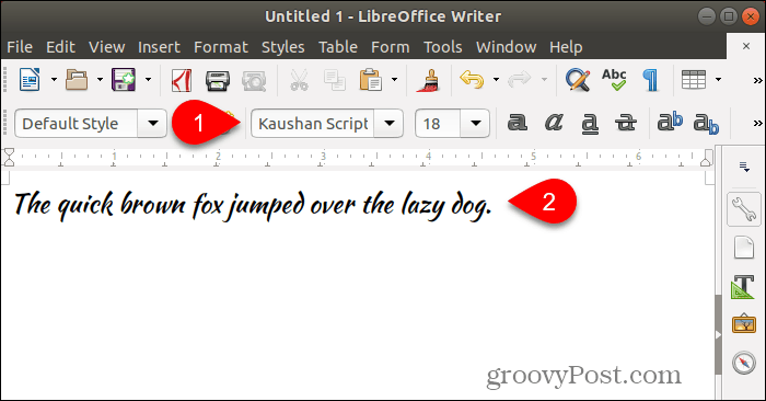 Med nytt teckensnitt i LibreOffice Writer