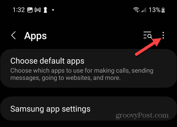 android apps menyknapp