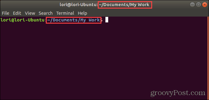 Terminalfönster öppet för en specifik mapp i Ubuntu Linux