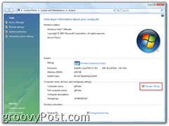Windows 7 eller Vista systemskärm