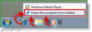 Windows 7 Ta bort ett program från skärmbilden på Aktivitetsfältet
