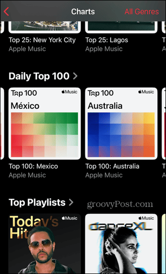 apple music listor topp 100 populära