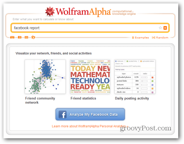 wolfram alpha facebook rapport analysera