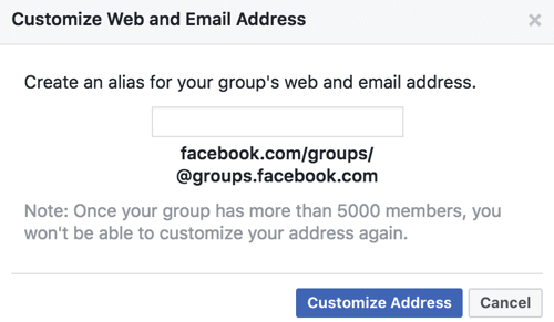 Få en anpassad URL och e-postadress för din Facebook-grupp.