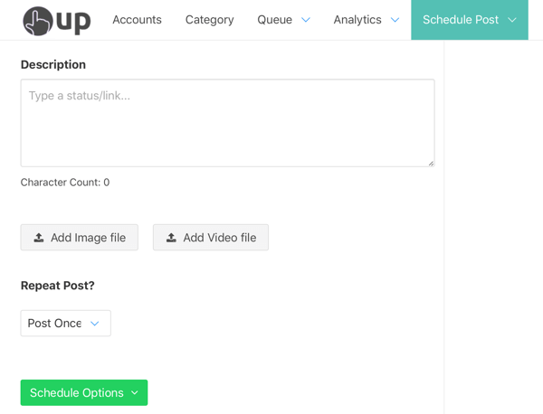 Alternativ för att schemalägga ditt inlägg via OneUp.