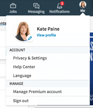 Klicka på Me-ikonen för att redigera din profil och sekretessinställningar.