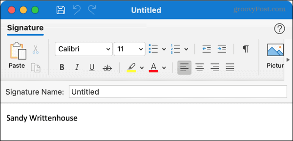 Skapa en ny signatur i Outlook på Mac