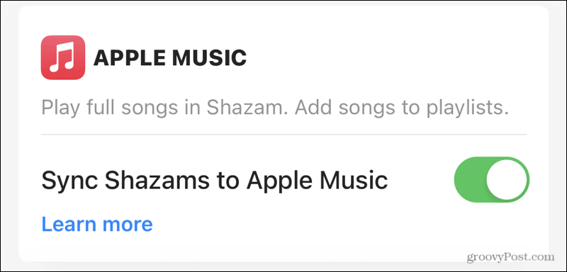 Synkronisera Apple Music med Shazam