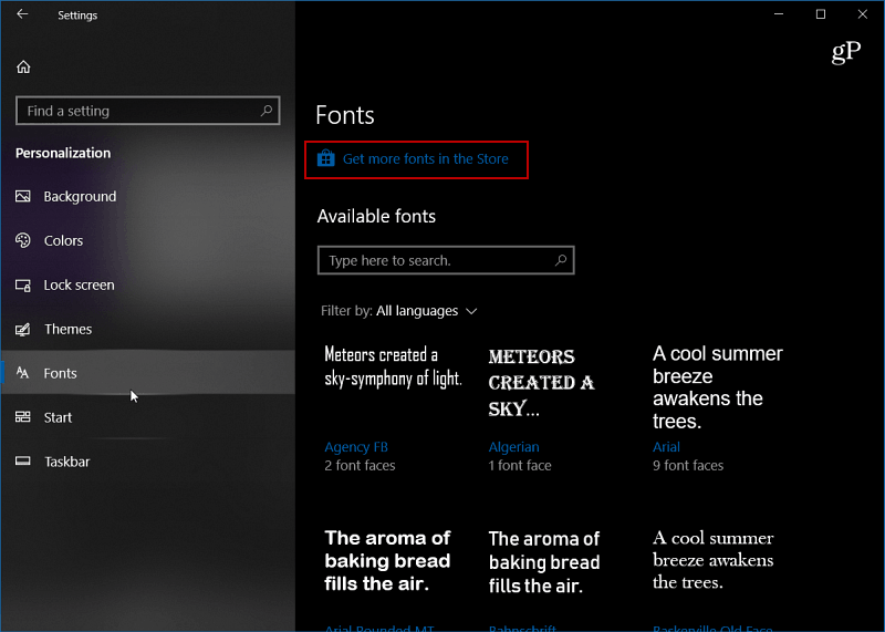 Windows-10-font-inställningar