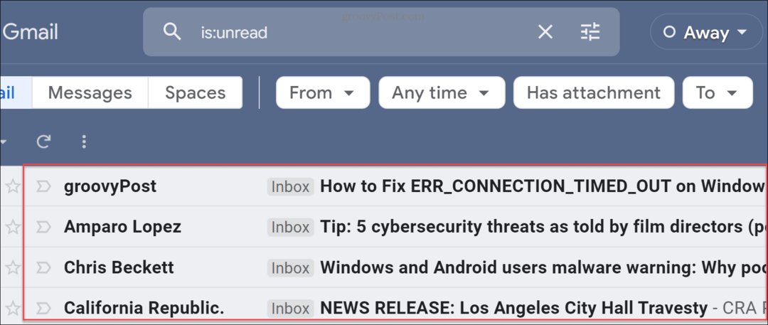 Hitta olästa e-postmeddelanden i Gmail