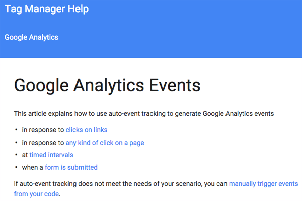 google tag manager-händelser