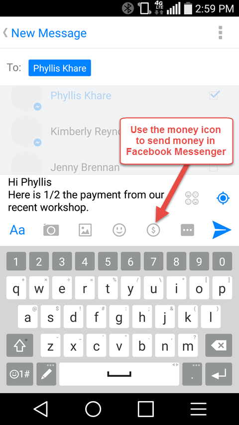 skicka pengar alternativ i facebook messenger